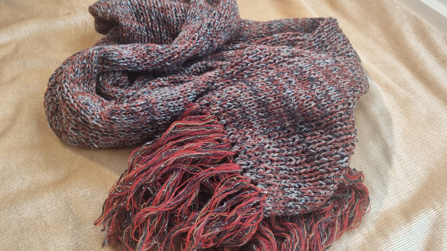 Chunky Knit Long Fringed Scarf